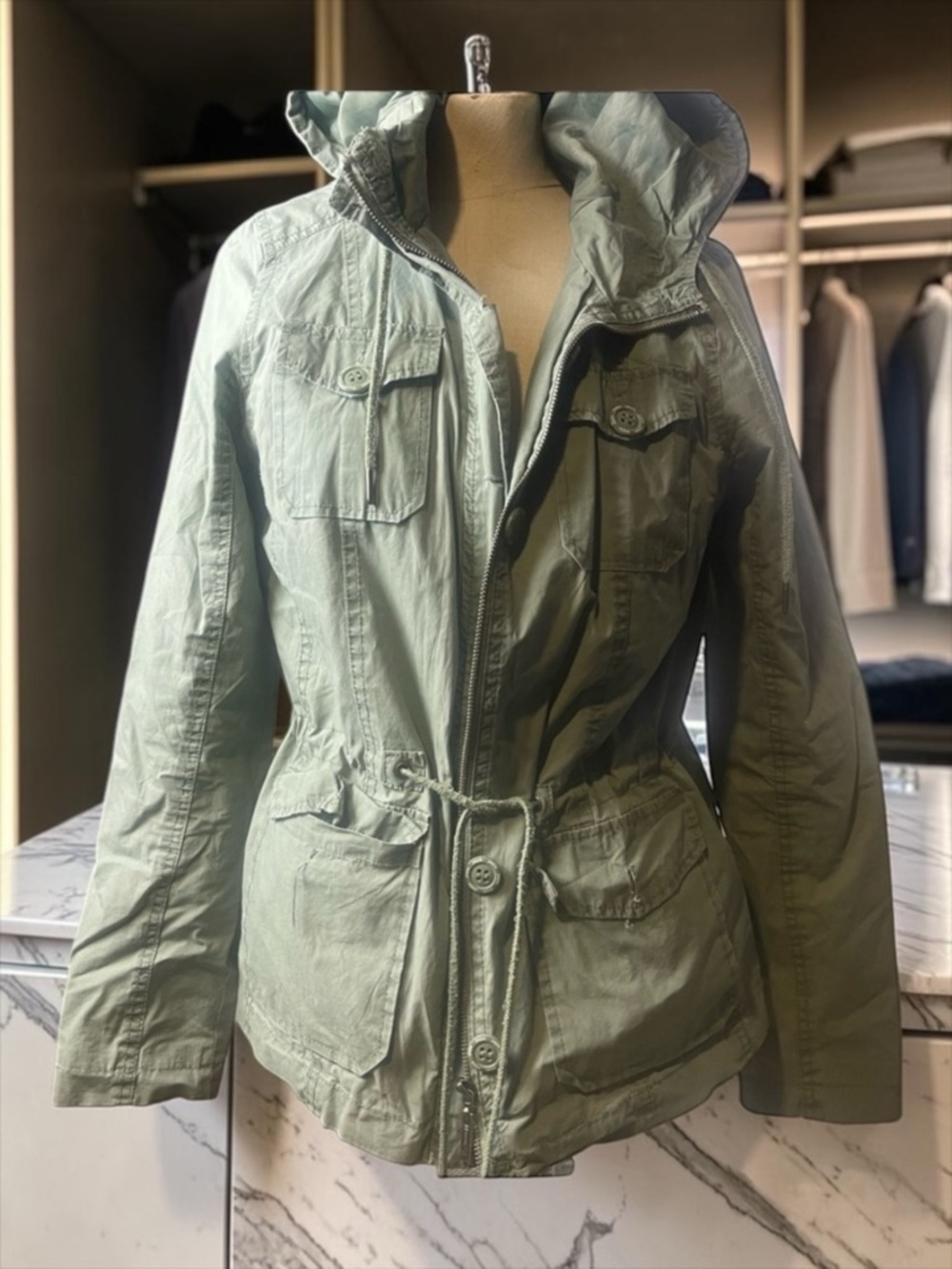 Jou Jou Olive Green Utility Jacket with Hood​